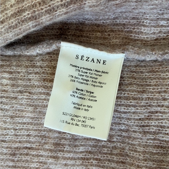 Sezane Gaspard Cardigan Cozy Beige Tan Women's Sweater - Picture 7 of 8